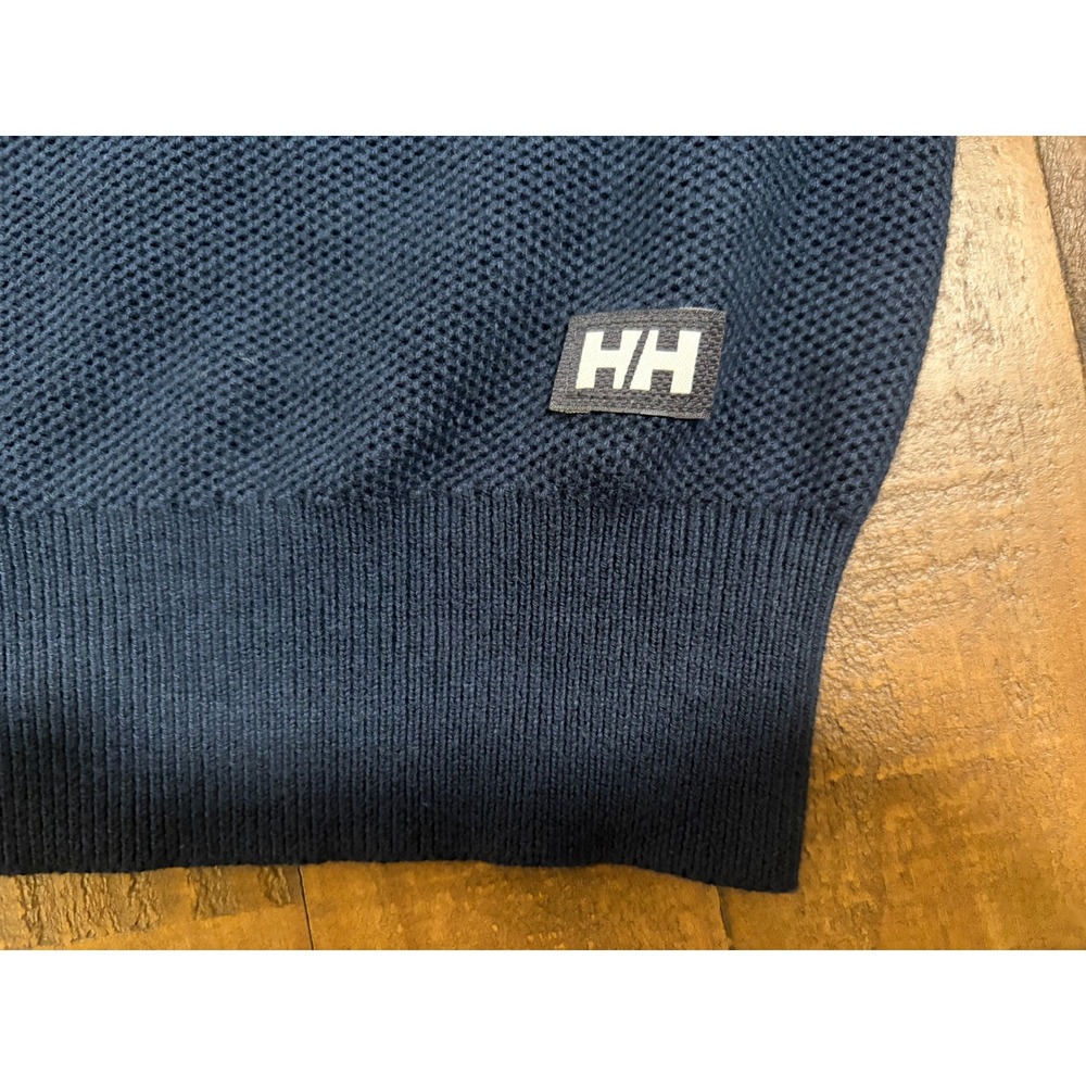 Helly Hansen Mens Navy Blue Organic Cotton Safe Harbor Helm Logo Sweater Large - Picture 3 of 10